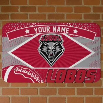 Custom New Mexico Lobos Football Crest Red Black Doormat