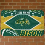 Custom North Dakota State Bison Football Crest Green Black Doormat