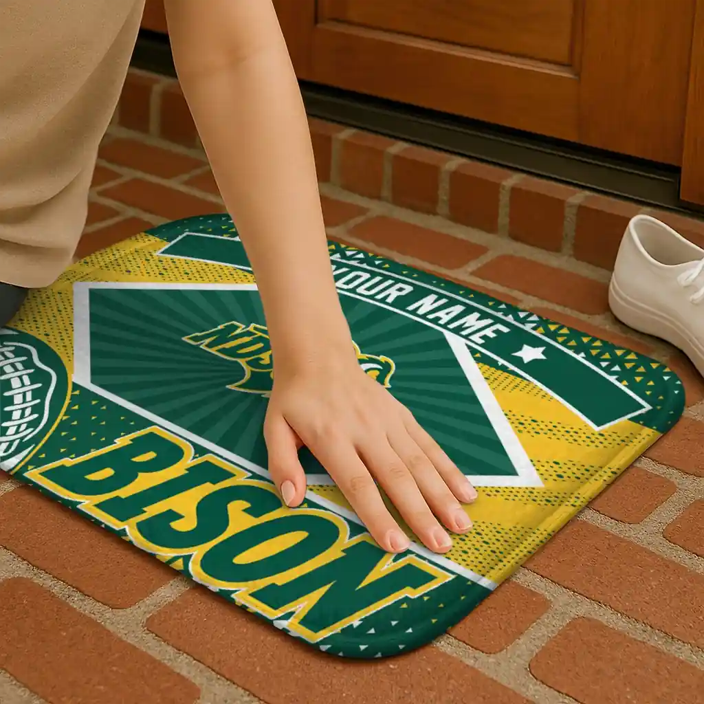 custom-north-dakota-state-bison-football-crest-green-black-doormat-premium-grade.webp