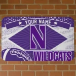 Custom Northwestern Wildcats Football Crest Purple Black Doormat