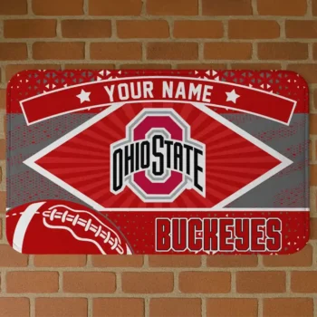 Custom Ohio State Buckeyes Football Crest Scarlet Black Doormat