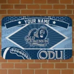 Custom Old Dominion Monarchs Football Crest Blue Black Doormat