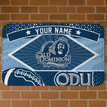 Custom Old Dominion Monarchs Football Crest Blue Black Doormat