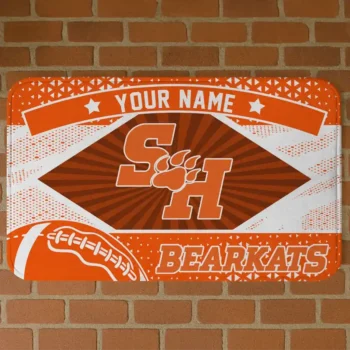 Custom Sam Houston Bearkats Football Crest Orange Black Doormat