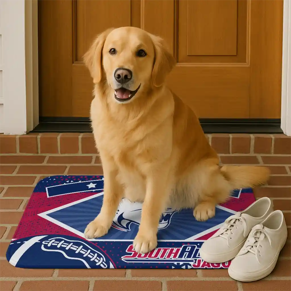 custom-south-alabama-jaguars-football-crest-blue-black-doormat-high-quality.webp