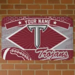 Custom Troy Trojans Football Crest Red Black Doormat