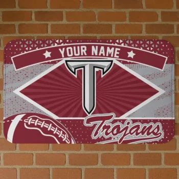 Custom Troy Trojans Football Crest Red Black Doormat