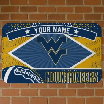 Custom West Virginia Mountaineers Football Crest Blue Black Doormat
