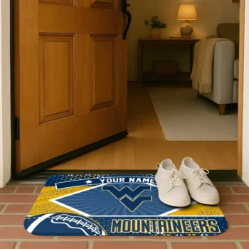 custom west virginia mountaineers football crest blue black doormat fashion forward