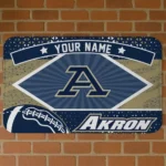 Customized Akron Zips Football Crest Blue Black Doormat