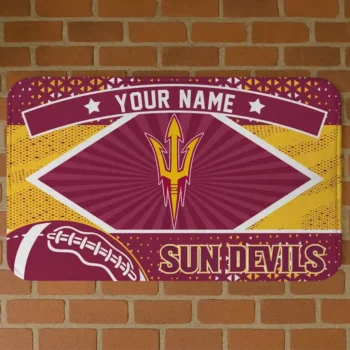 Customized Arizona State Sun Devils Football Crest Maroon Black Doormat