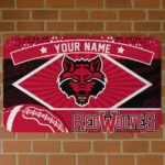 Customized Arkansas State Red Wolves Football Crest Scarlet Black Doormat