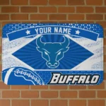 Customized Buffalo Bulls Football Crest Royal Blue Black Doormat