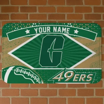 Customized Charlotte 49ers Football Crest Green Black Doormat