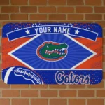 Customized Florida Gators Football Crest Blue Black Doormat