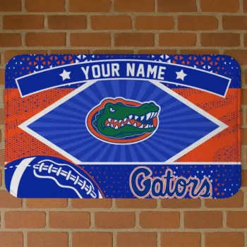 Customized Florida Gators Football Crest Blue Black Doormat