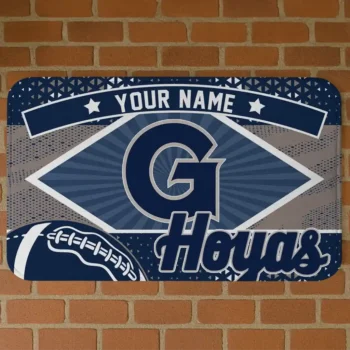 Customized Georgetown Hoyas Football Crest Blue Black Doormat