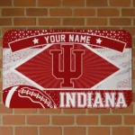 Customized Indiana Hoosiers Football Crest Red Black Doormat