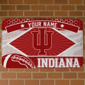 Customized Indiana Hoosiers Football Crest Red Black Doormat