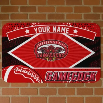 Customized Jacksonville State Gamecocks Football Crest Red Black Doormat