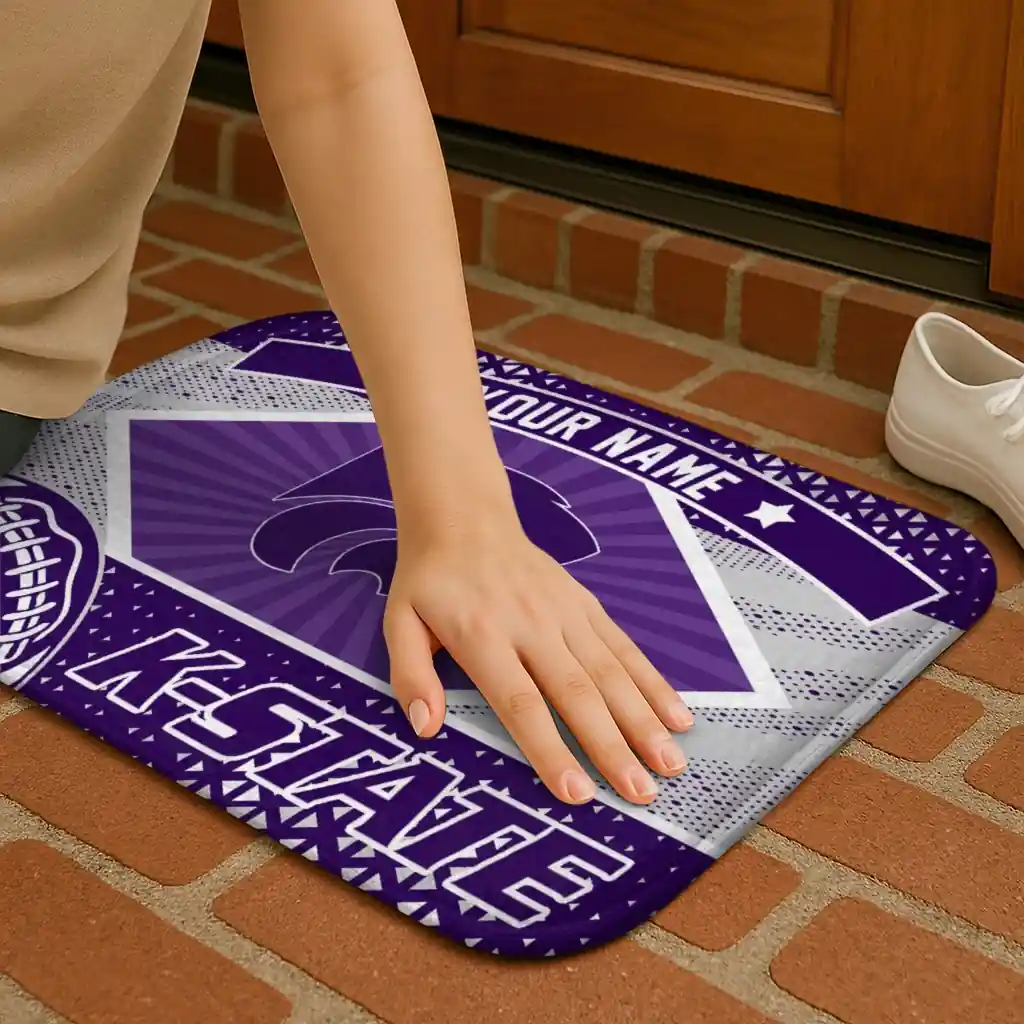 customized-kansas-state-wildcats-football-crest-purple-black-doormat-premium-grade.webp