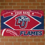 Customized Liberty Flames Football Crest Red Black Doormat