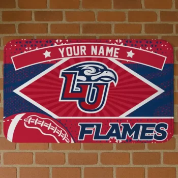 Customized Liberty Flames Football Crest Red Black Doormat