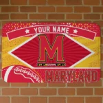 Customized Maryland Terrapins Football Crest Red Black Doormat