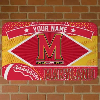 Customized Maryland Terrapins Football Crest Red Black Doormat
