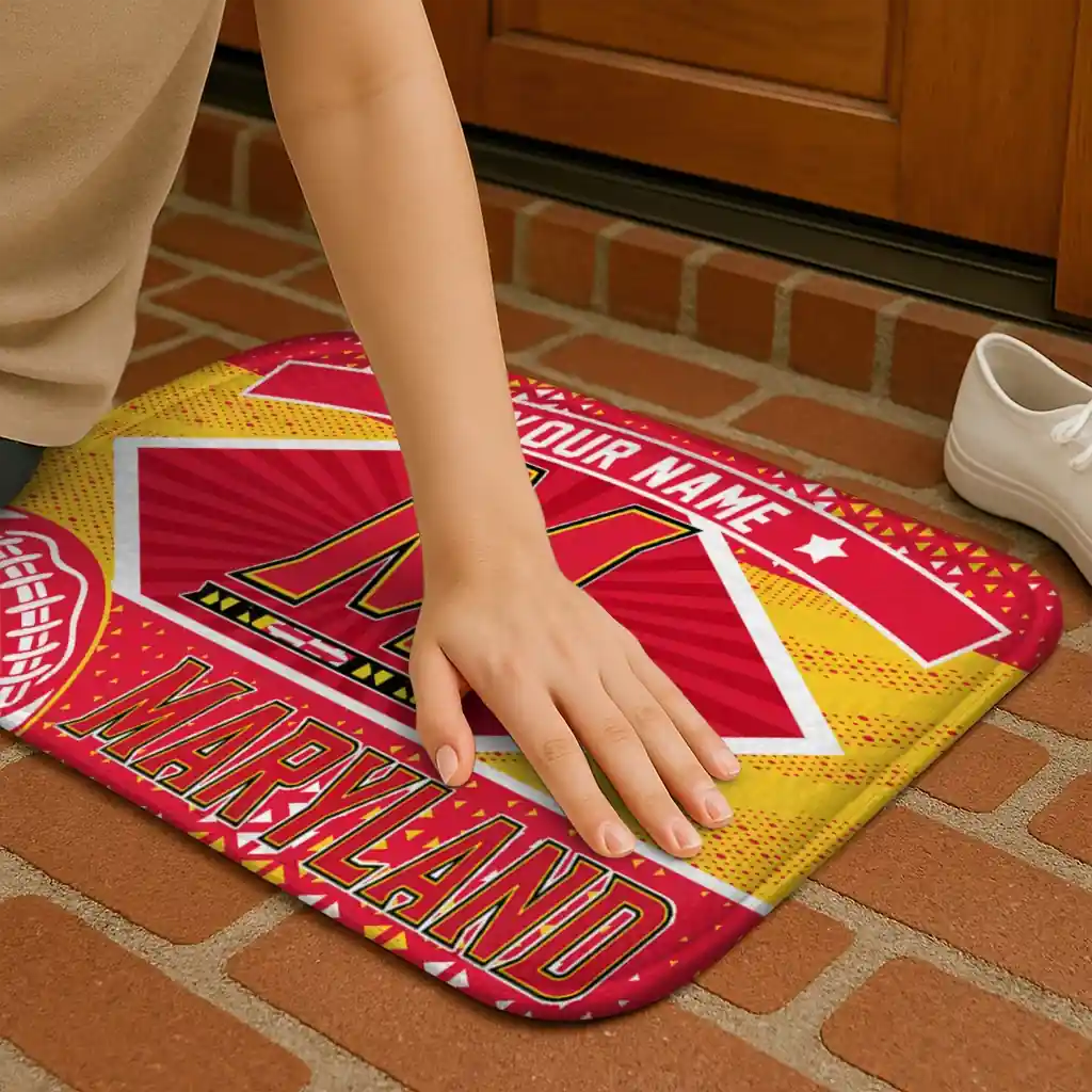 customized-maryland-terrapins-football-crest-red-black-doormat-premium-grade.webp