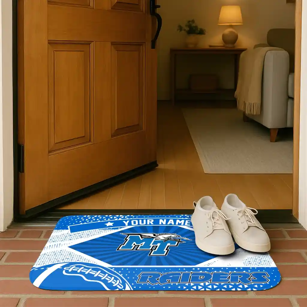 customized-middle-tennessee-blue-raiders-football-crest-blue-black-doormat-fashion-forward.webp