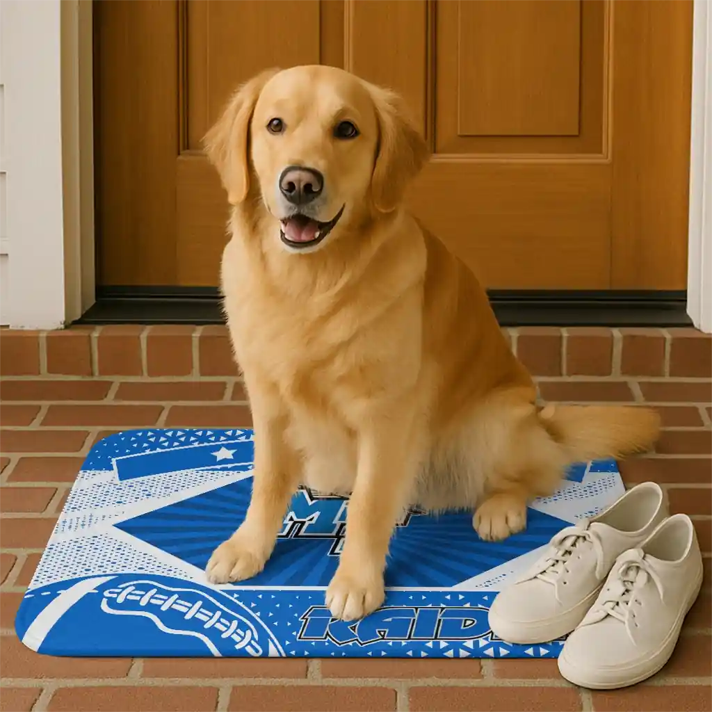 customized-middle-tennessee-blue-raiders-football-crest-blue-black-doormat-high-quality.webp