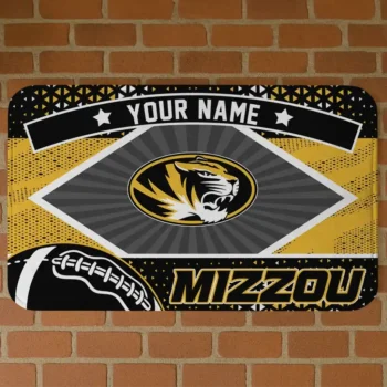 Customized Missouri Tigers Football Crest Black Doormat