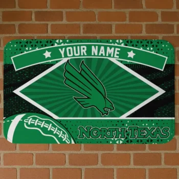 Customized North Texas Mean Green Football Crest Green Black Doormat