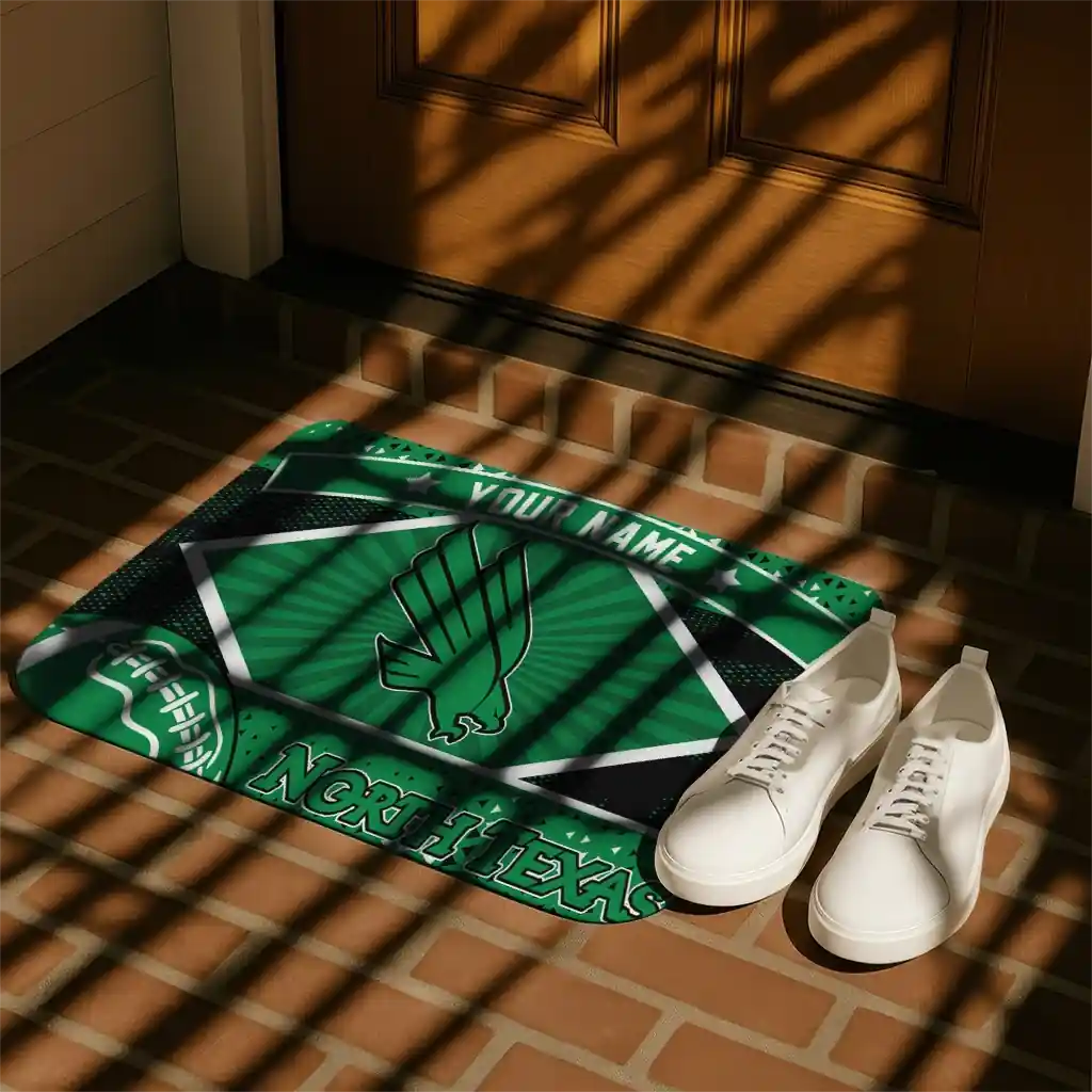 customized-north-texas-mean-green-football-crest-green-black-doormat-trendy.webp
