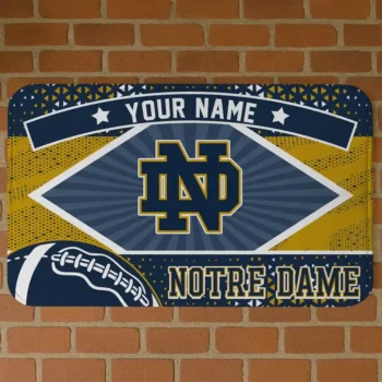 Customized Notre Dame Fighting Irish Football Crest Navy Black Doormat