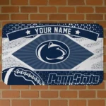 Customized Penn State Nittany Lions Football Crest Blue Black Doormat