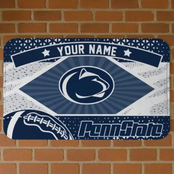 Customized Penn State Nittany Lions Football Crest Blue Black Doormat