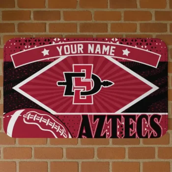 Customized San Diego State Aztecs Football Crest Red Black Doormat