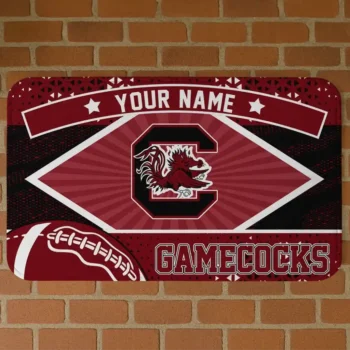 Customized South Carolina Gamecocks Football Crest Garnet Black Doormat