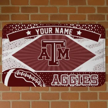Customized Texas A&M Aggies Football Crest Maroon Black Doormat