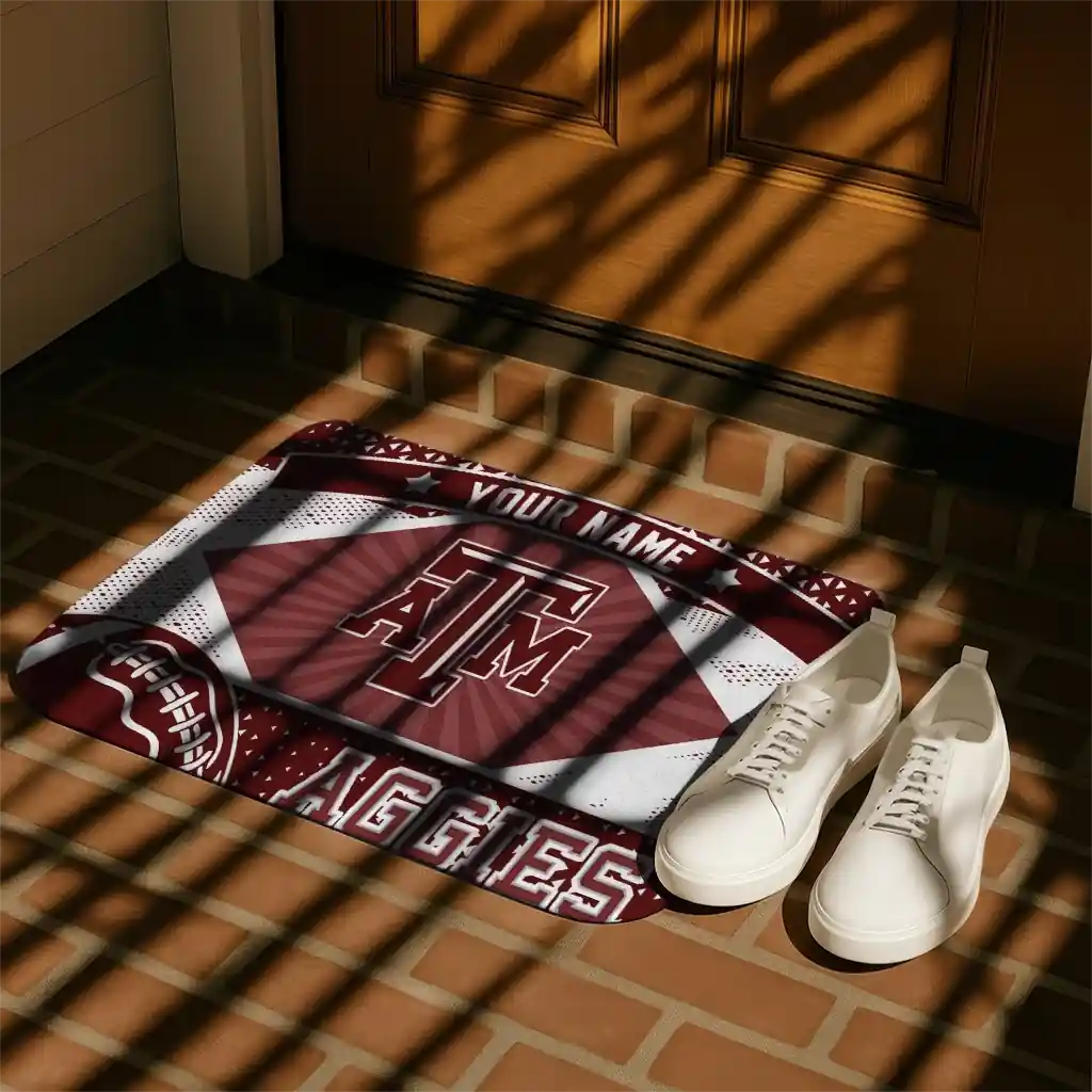 customized-texas-am-aggies-football-crest-maroon-black-doormat-trendy.webp