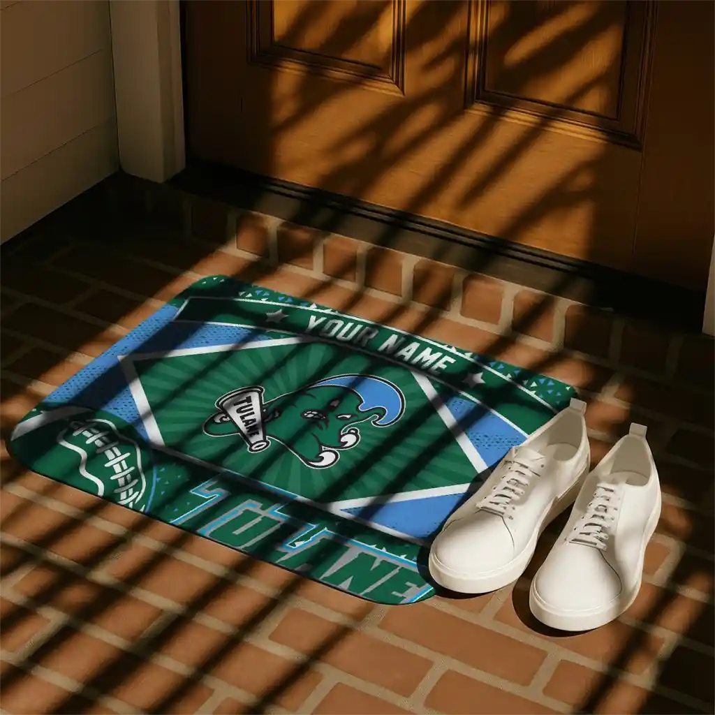 customized-tulane-green-wave-football-crest-green-black-doormat-trendy.webp