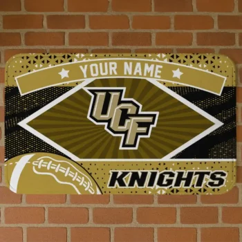 Customized UCF Knights Football Crest Gold Black Doormat
