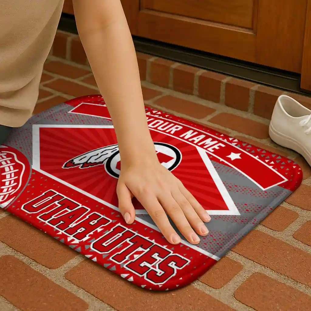 customized-utah-utes-football-crest-red-black-doormat-premium-grade.webp