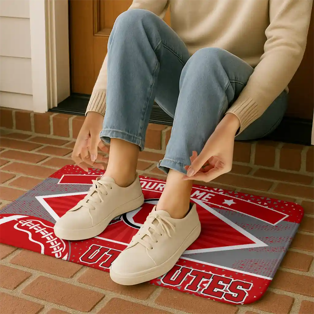customized-utah-utes-football-crest-red-black-doormat-top-rated.webp
