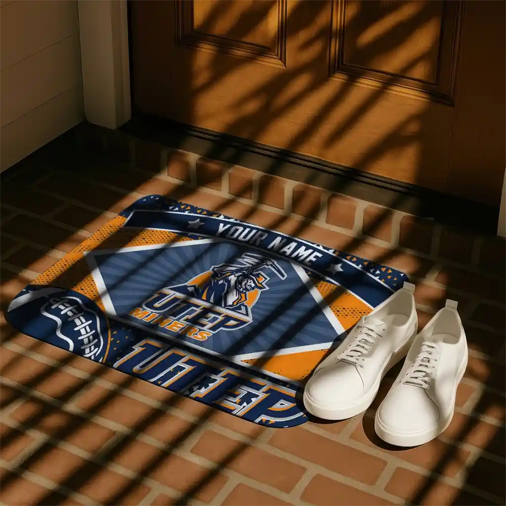 customized-utep-miners-football-crest-blue-black-doormat-trendy.webp