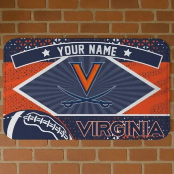 Customized Virginia Cavaliers Football Crest Blue Black Doormat