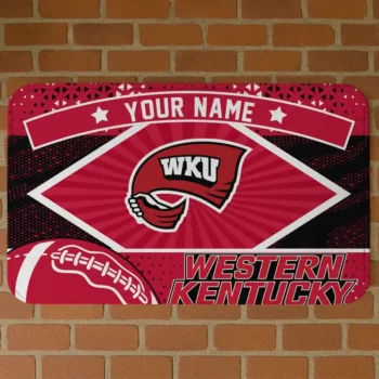 Customized Western Kentucky Hilltoppers Football Crest Red Black Doormat