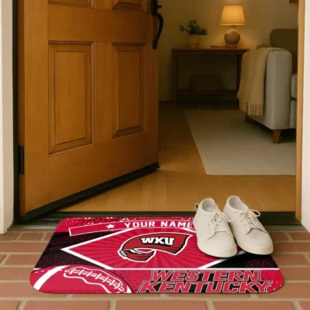 customized western kentucky hilltoppers football crest red black doormat fashion forward